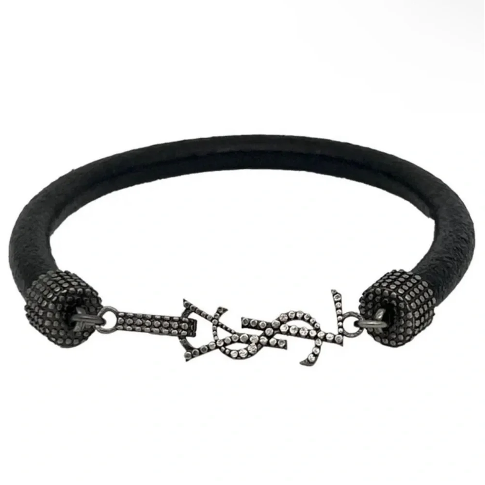 NWT YSL SAINT LAURENT OPYUM Bracelet Black lLeather Unisex🖤💝 - Picture 1 of 16